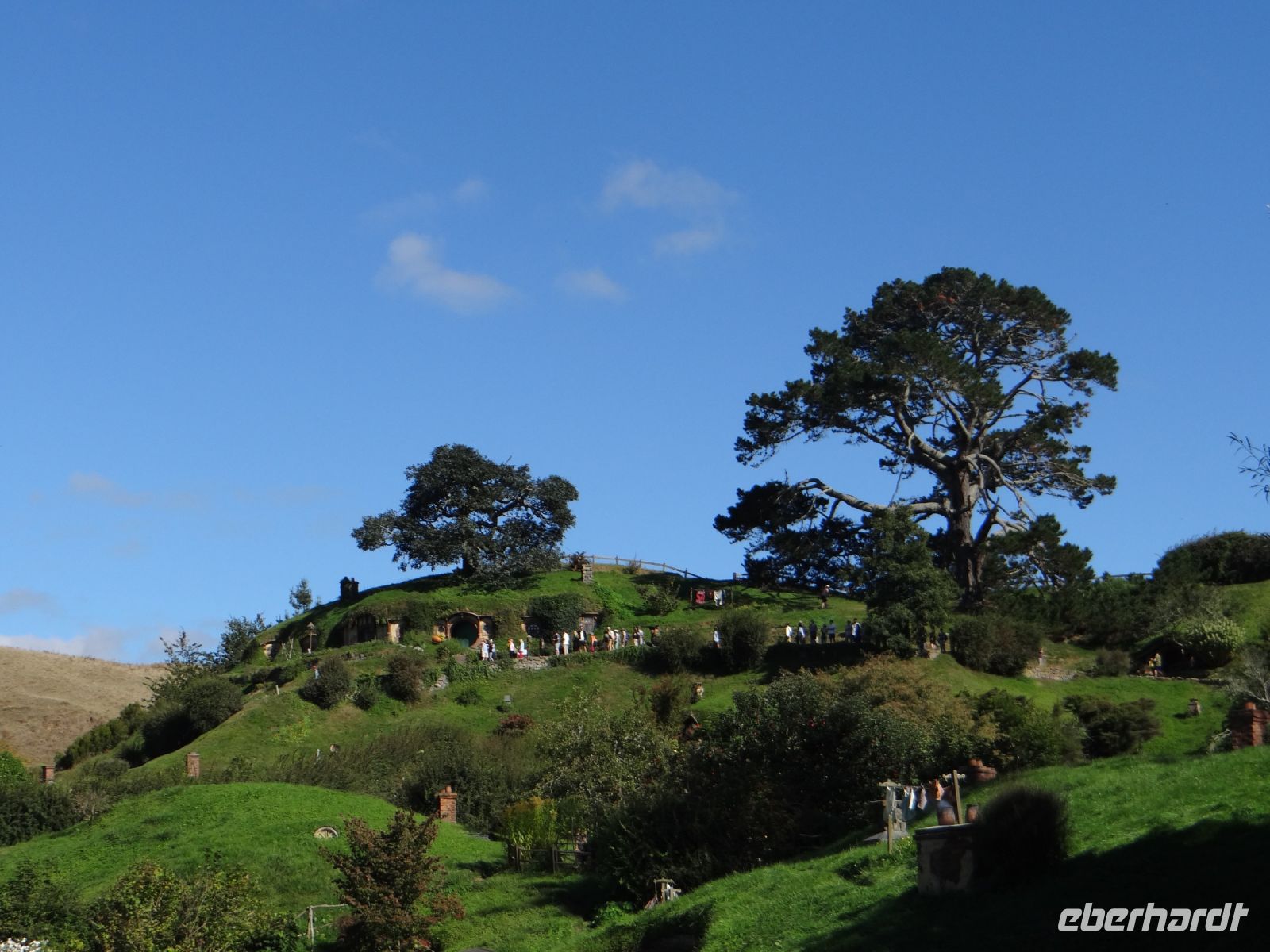 Hobbiton Movie Set, ein Dörfchen, in die Landschaft gefügt