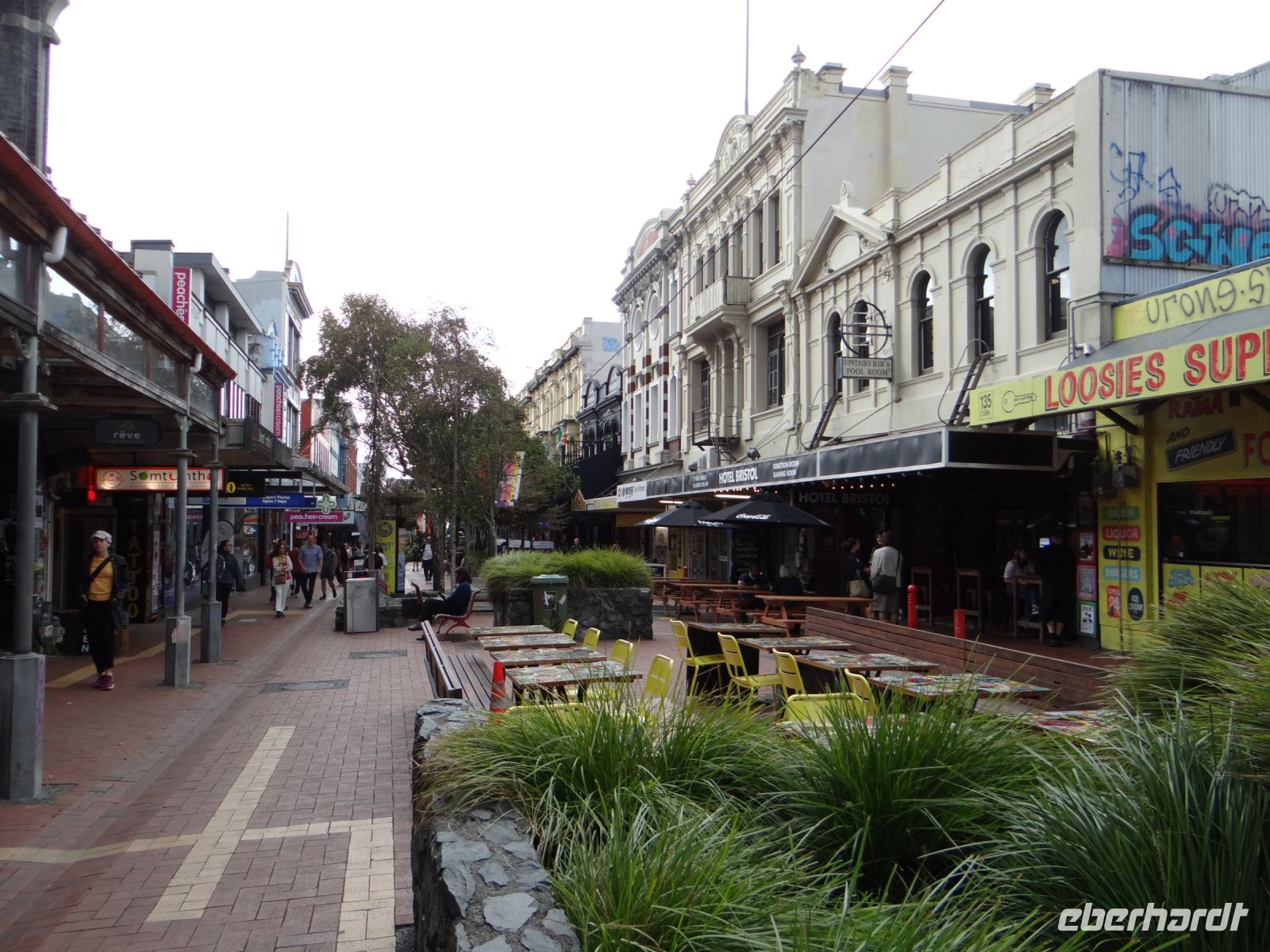 Wellington, Cuba Street, in der unser Hotel liegt.