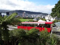 Wellington, Cable Car mit Blick auf die Stadt, gegenüber der Mount Victoria