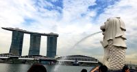 Das Marina Bay Sands Hotel in Singapur und die 