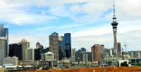 Große Rundreise Neuseeland: Skyline von Auckland. 