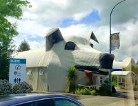 Große Rundreise Neuseeland: Aussergewöhnliche Häuser in Tirau.