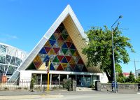 Große Rundreise Neuseeland: Christchurch, die Interimskathedrale aus Pappe.