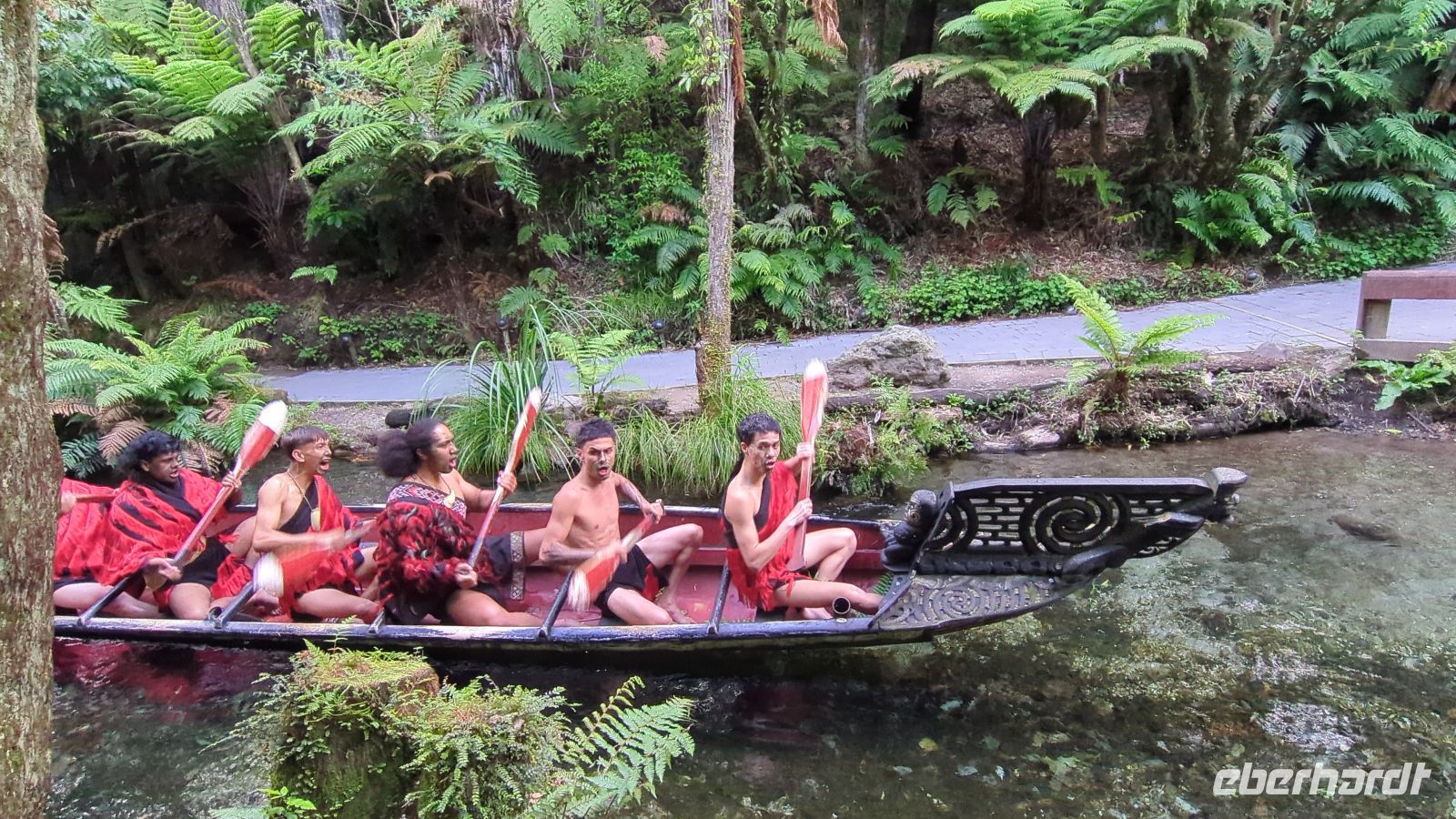 Maori Krieger im Waka Taua