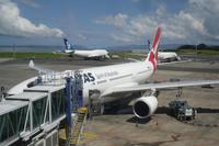 ...unser Quantas-Flugzeug von Auckland nach Sydney...