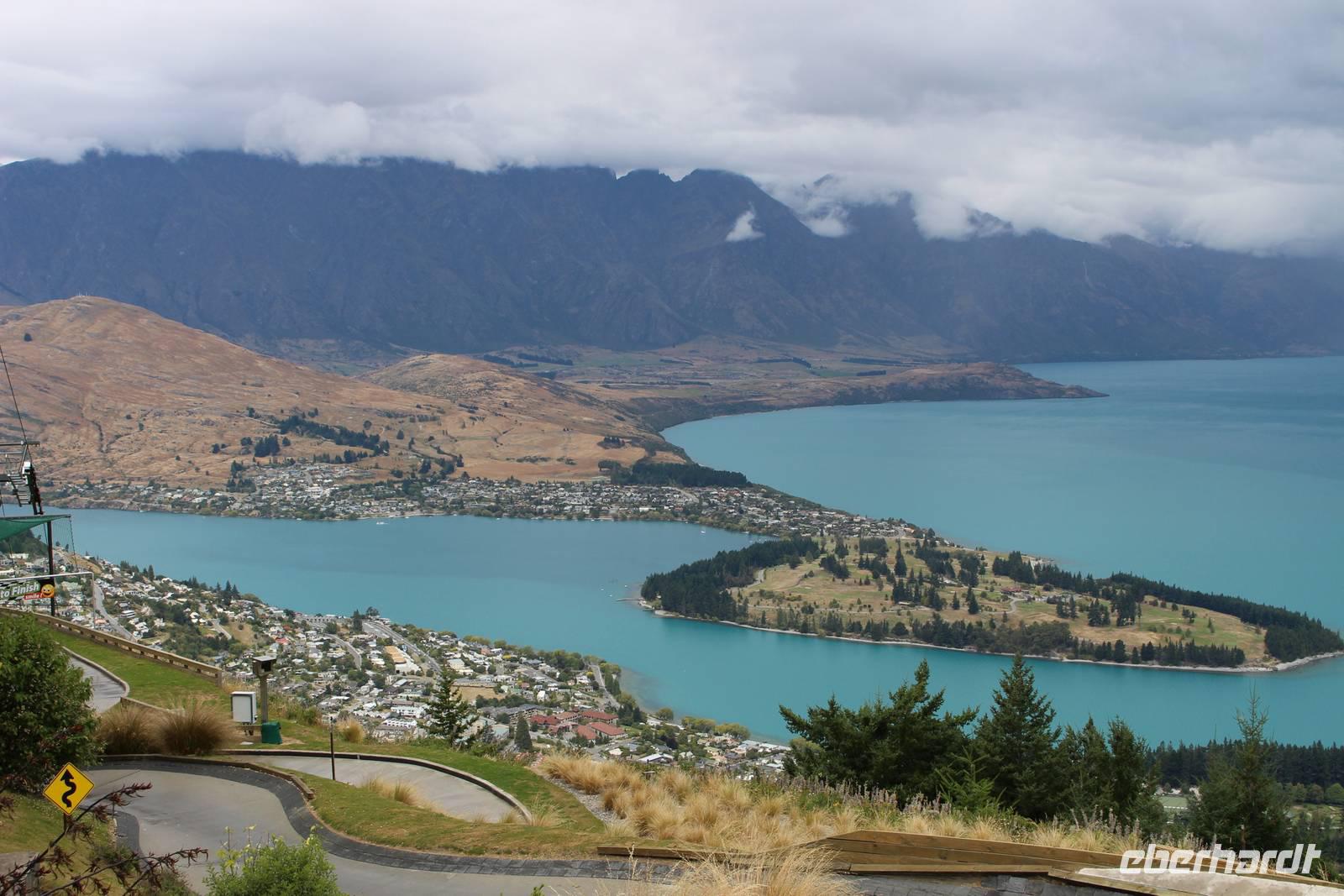 Blick auf Queenstown und den Lake Wakatipu vom Bob's Peak