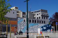 Christchurch - zerstörte Gebäude werden mit Grafiti verschönert
