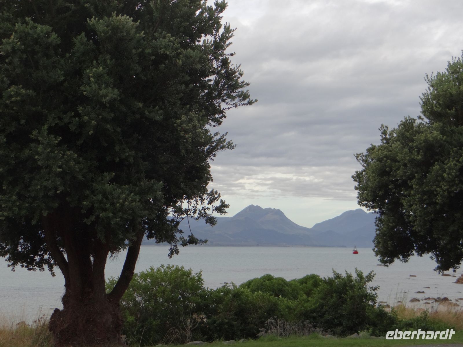 Die Bucht von Kaikoura, auf die unsere Zimmer mit Aussicht gehen.