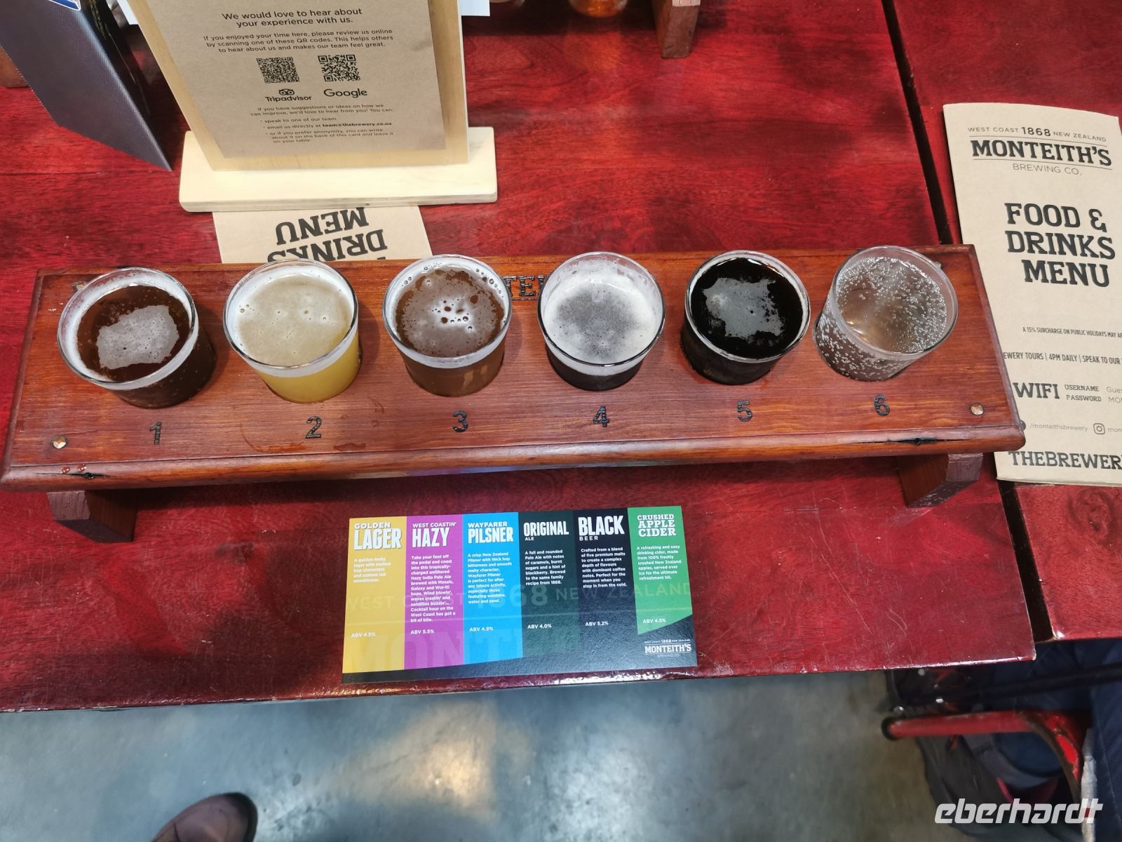 Greymouth, bei Regen gibt es einen Trost: Bierprobe in Monteith's Brewery.