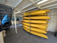 Kayaks an Bord der Milford Mariner