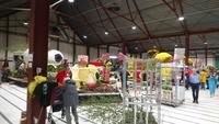 Buntes Gewusel beim Aufbau des Blumenkorso