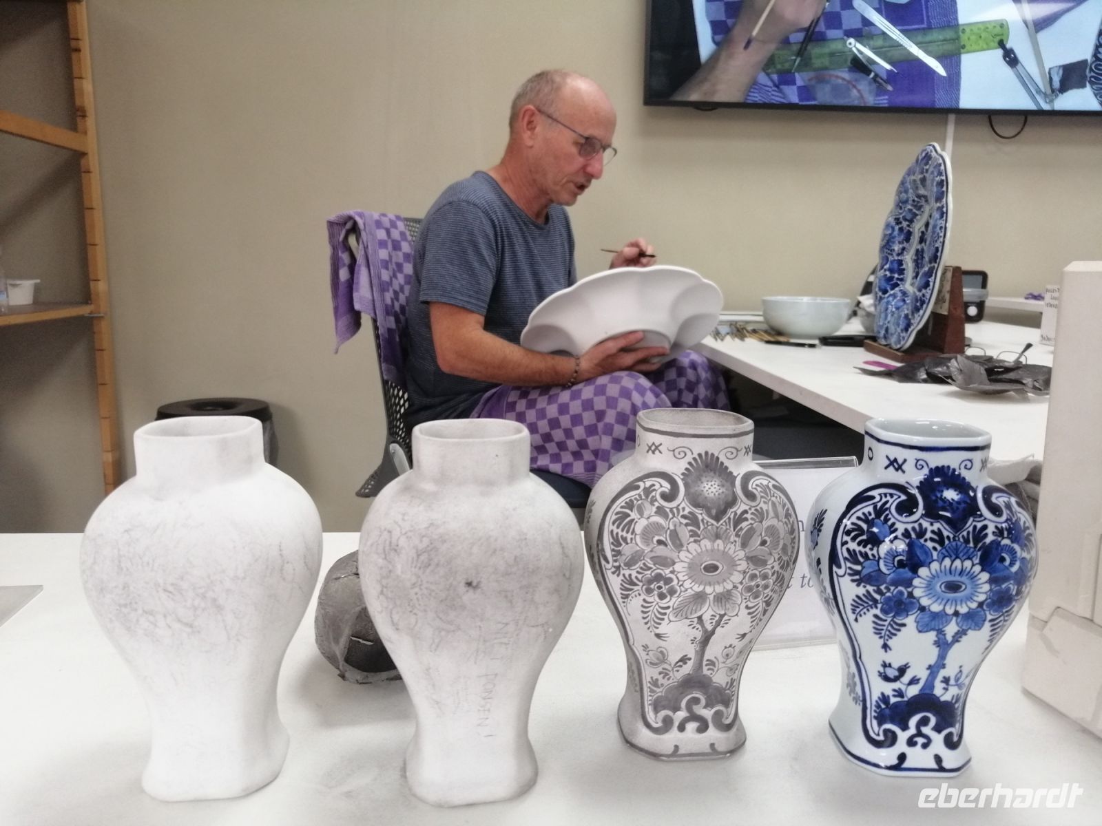 Besichtigung der Porzellan-Manufaktur in Delft: Produktionsräume