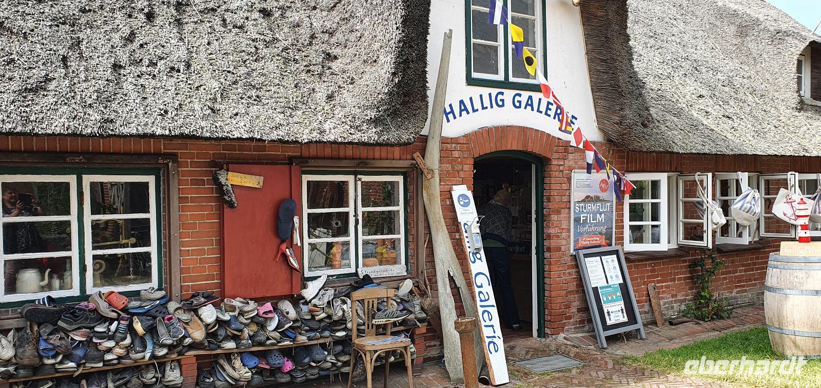 Hallig Galerie mit angespülten Schuhen