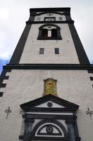 038 Roros, Stadtkirche mit Wappen der Kupferbergbau gesellschaft und des Dänischen Königs
