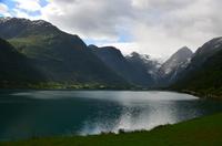 268 Blick über den Oldevatnet zum Jostedalsbreen