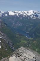 Blick vom Dalsnibba auf den Geirangerfjord, Norwegen