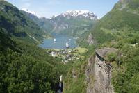 Blick in Richtung Geirangerfjord & Adlerkehren, Norwegen