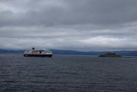 Einlaufen des Postschiffes in Trondheim, Norwegen