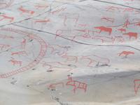 Detail der Felszeichnungen von Hjemmeluft in Alta