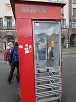 Hurtigrute, Bergen, historische Telefonzelle