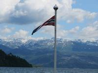 Blick von Öystese über den Hardangerfjord