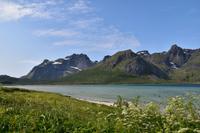 334 Lofoten, die Berge der Flakstad-Bucht