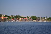 Der historische Hafen von Hudiksvall - mit seinen hölzernen SpeicherhÃ€usern