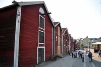 Der historische Hafen von Hudiksvall - mit seinen hölzernen SpeicherhÃ€usern