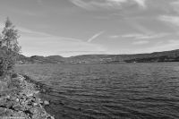 Blick über den Mjøsa-See auf Lillehammer