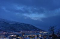 Winterlicher, arktischer Nachmittag in Tromsø