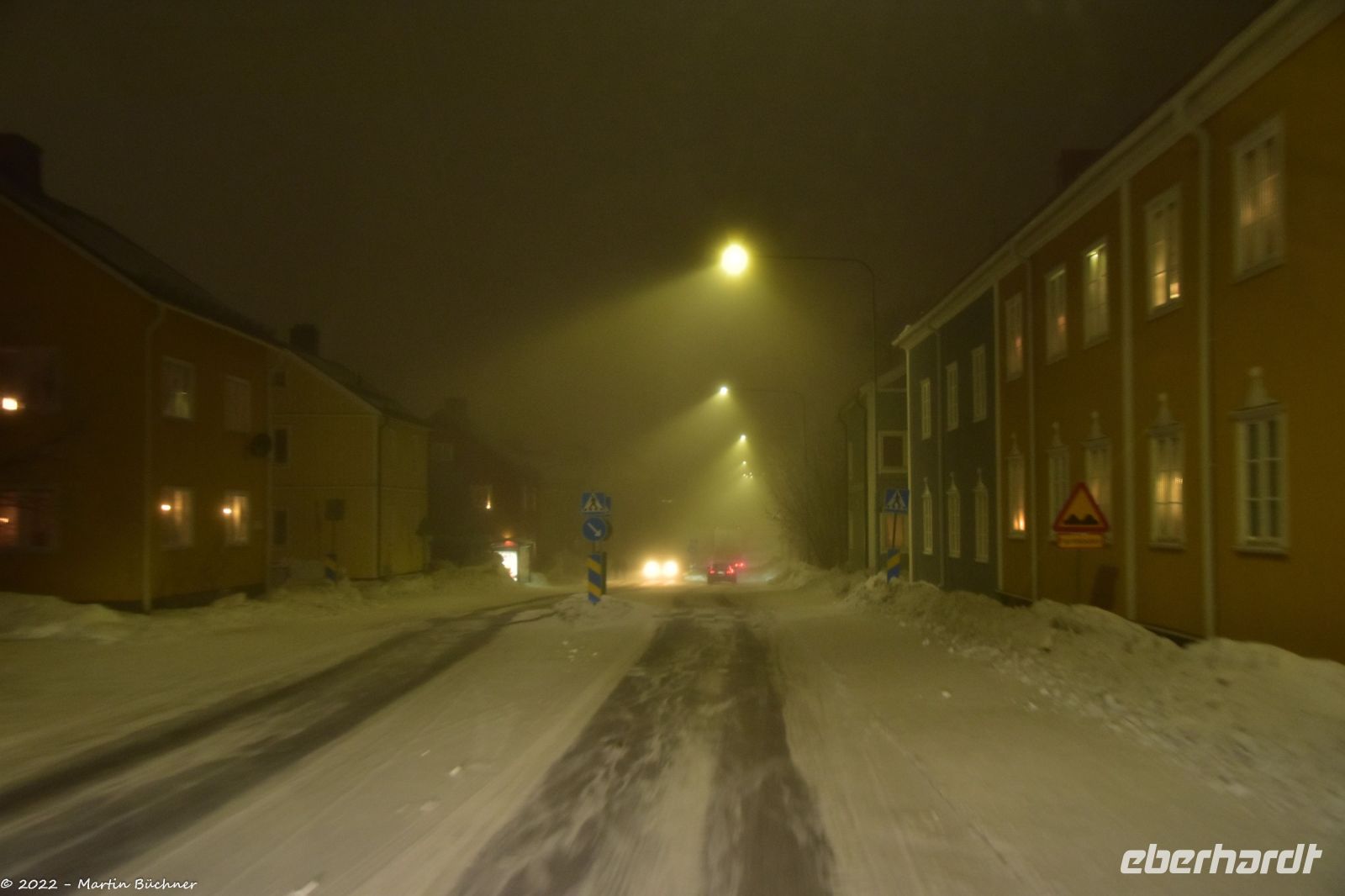 Schneetreiben im arktischen Kiruna