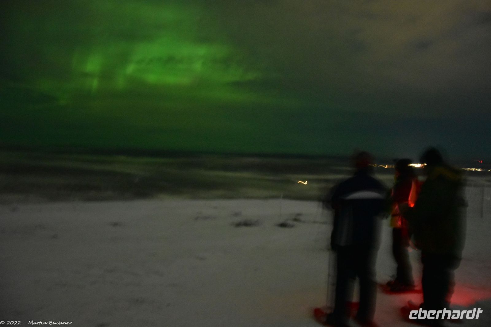 Schneeschuhwandern - Snowshoe Hike - um den Luosssavaara - Polarlicht im richtigen Moment, am höchsten Punkt