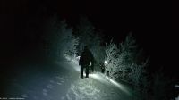 Schneeschuhwandern - Snowshoe Hike - um den Luosssavaara - spannender Abstieg