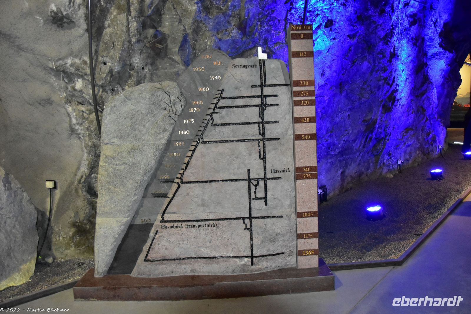 Kiruna - größtes Eisenerzbergwerk der Welt - LKAB - Modell der Erzlagerstätte (schräger Kern)