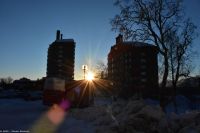 Wintersonne in Kiruna - historische Stadtansicht - ab Herbst 2022 ist diese Ansicht Geschichte - eine ganze Stadt zieht um