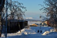 Historische Stadtansicht Kiruna - Blick Richtung Kebnekaise (höchster Berg Schwedens)