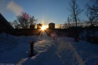 Wintersonne in Kiruna - historische Stadtansicht - ab Herbst 2022 ist diese Ansicht Geschichte - eine ganze Stadt zieht um