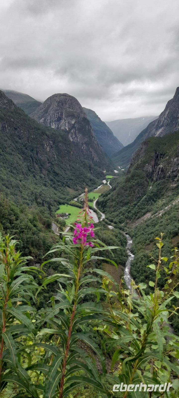 Blick ins Nærøydalen vom Stalheim Hotel 