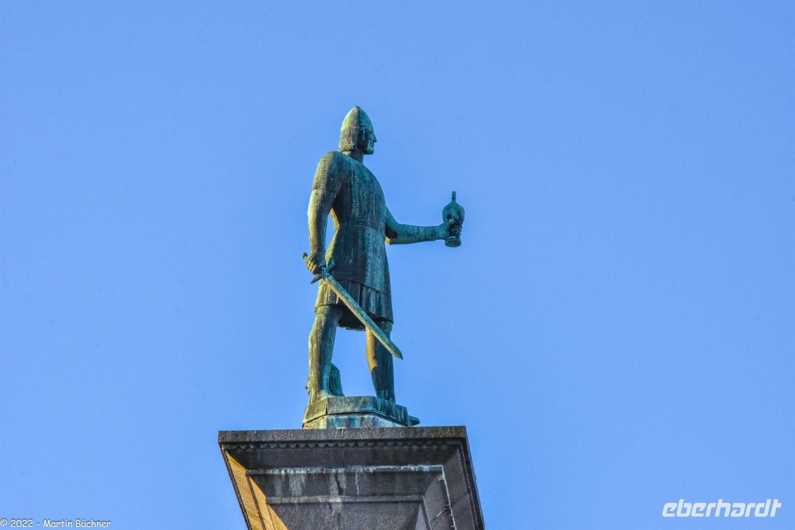 Wikinger König und Stadtgründer Olav Tryggvason auf dem Stortorget (Hauptplatz) in Trondheim