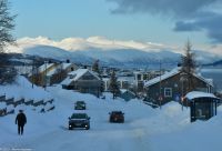 Tromsø - Blick auf die verschneiten Berge im Norden