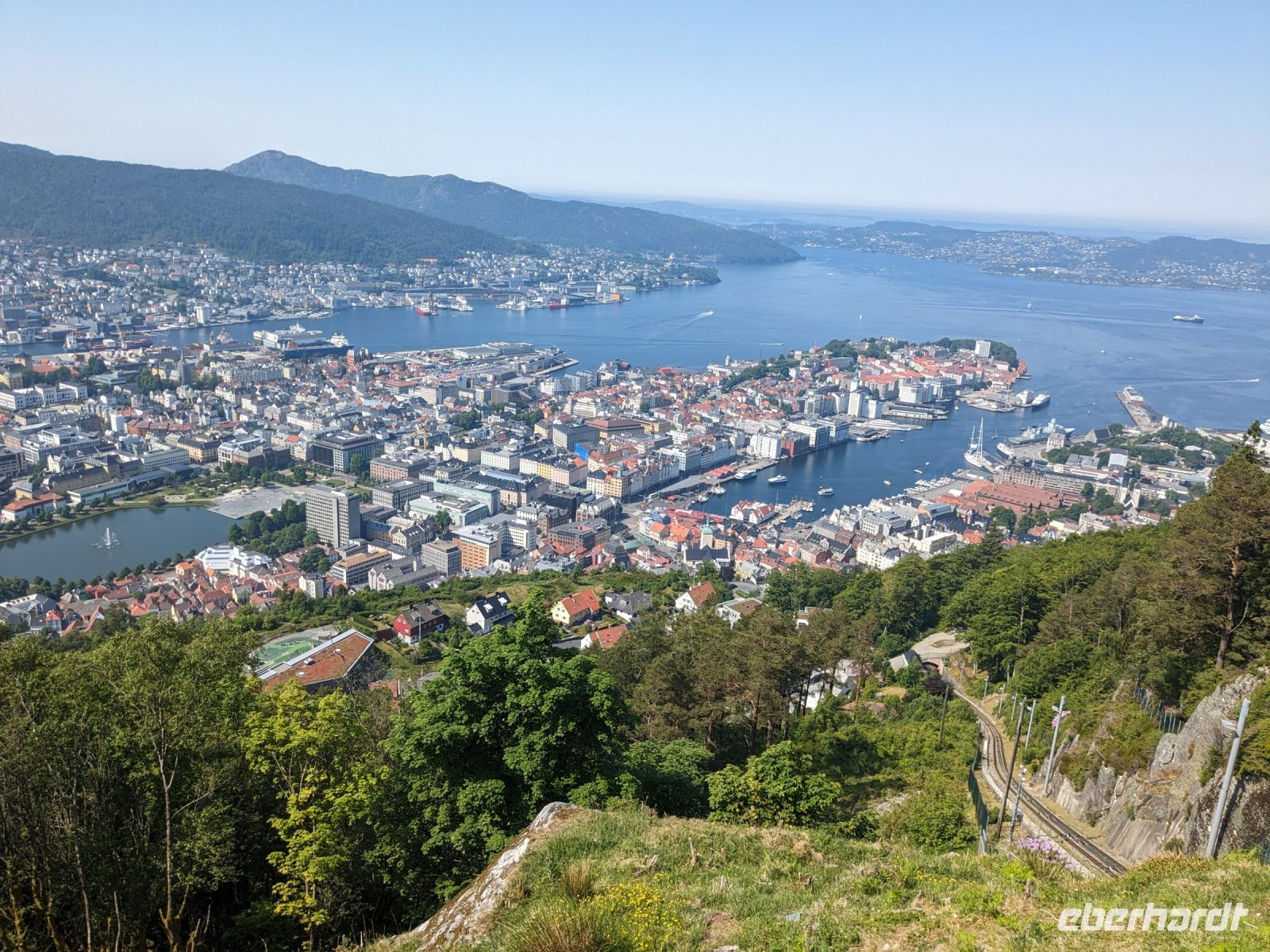 Blick vom Fløien, dem Hausberg Bergens