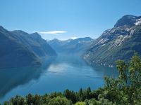 Blick vom Sunnylvsfjord zum Geirangerfjord