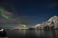 Polarlicht über den Lofoten und dem Vestfjord (Nordland) - Berg Vågakallen bei Henningsvær - Vater und König des wilden Hestmannen