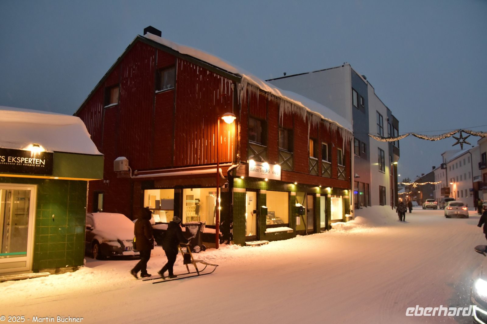 Tretschlittenfahrer in Honningsvåg