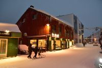 Tretschlittenfahrer in Honningsvåg