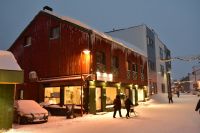 Tretschlittenfahrer in Honningsvåg
