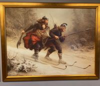 frühe Norweger auf Skiern