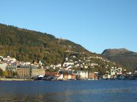 Blick auf Bryggen und den Floyen