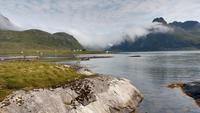 335 Lofoten, die Berge der Flakstad-Bucht