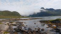 337 Lofoten, die Berge der Flakstad-Bucht